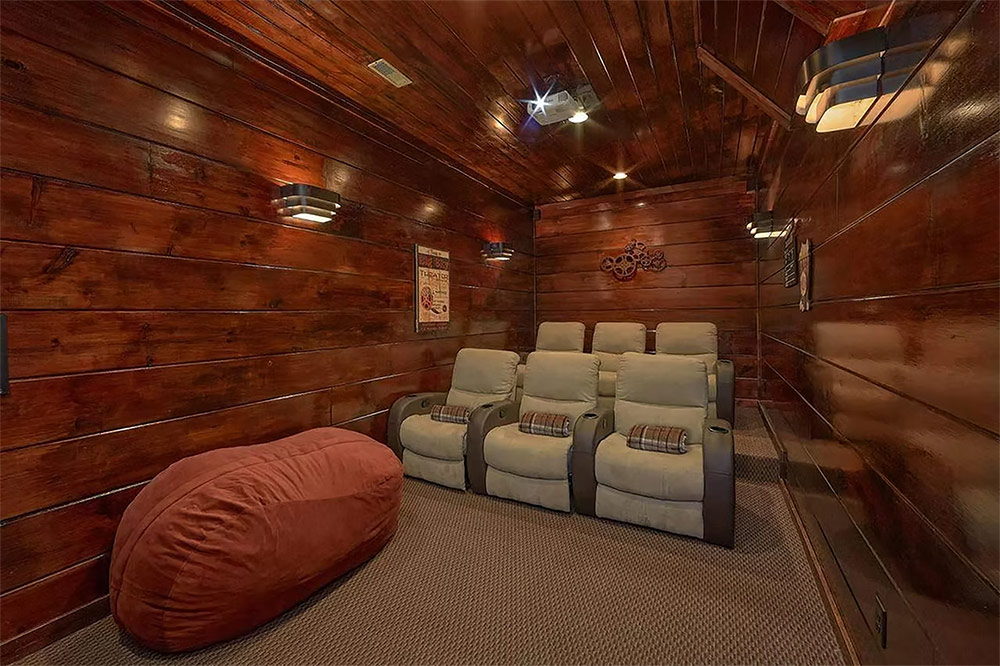 Private home theater with luxury reclining seats