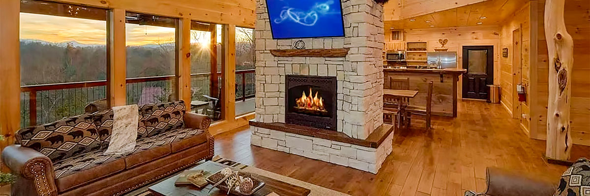 Gorgeous view from living room with fireplace